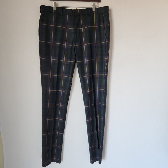 NWT Brooks Brothers Milano Fit Lanificio Di Pray Italian Wool Green Check Pants - Picture 3 of 14